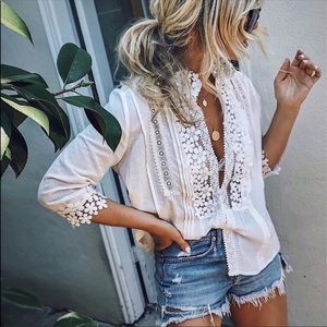 VICI Sweet Mary Crochet Lace Top
